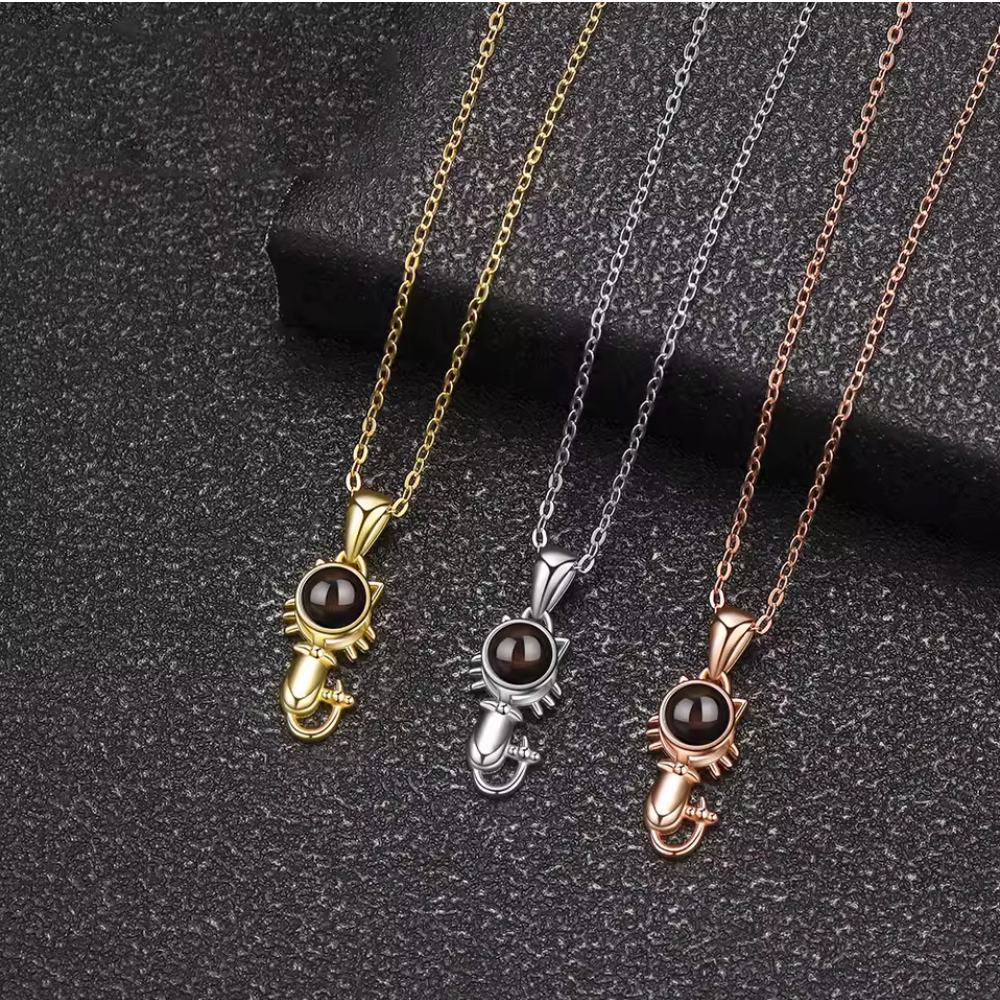Lorawish Kitty Charm Projection Necklace