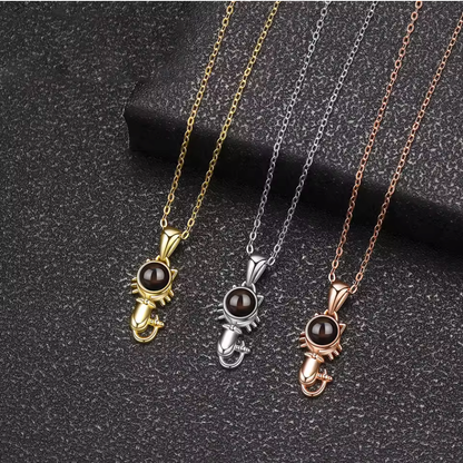 Lorawish Kitty Charm Projection Necklace